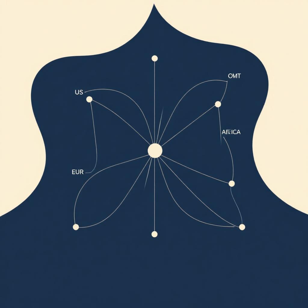 Abstract diagram of investor flows from US, EU, UK, Middle East, and Africa converging into a single IFSC regulatory hub